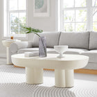 Modway Caspian Oval Concrete Coffee Table - White-Protective Felt Pads