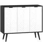 HOMCOM Modern 36" L Sideboard Buffet Cabinet - Black-Large storage space with 2 door cabinets for holding daily accessories and utensils