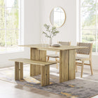 Modway Amistad 60" Wood Dining Table and Bench Set - Oak-Table Seats Up to 6