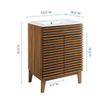 Modway Render 24" Bathroom Vanity - Walnut/White-Adjustable Storage Shelf