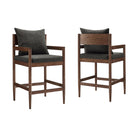 Modway Remington Wood Counter Stool - Charcoal - 2 Pack-Solid Elm Wood Frame
