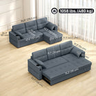 HOMCOM Pull Out Sleeper Sofa Bed with USB Ports and Chaise Storage - Dark Grey-Thick high-density foam cushions, breathable linen-look fabric and two throw pillows for long-lasting comfort