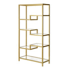 Hudson&Canal Johann 68"H Bookcase - Brass-Top and middle shelves have a weight capacity of 40 lbs each, the bottom shelf can hold 50 lbs