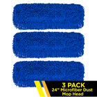 Gritt Commercial Microfiber Looped Dust Mop Pad Head - 24" x 5" - Blue - 3 Pack-Easily launderable for increased longevity