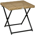 Outsunny Rattan Coffee Table for Balcony - Nature Wood-Metal frame in powder coating, anti-peeling and corrosion resistant   