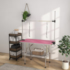 PawHut Adjustable Dog Grooming Table with 2 Safety Slings - Pink-Mesh metal basket below tabletop for easy and convenient storage of your tools, whilst the mesh prevents any water and liquid build-up for hygiene