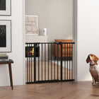 PawHut 29"-39.4" Wide Pet Gate with Door Dog Barrier Indoor for Stairs-Made from spray-treated metal for strength and durability