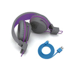 JLAB JBuddies Studio Wireless On-Ear Kids Headphones - Grey/Purple-Dimensions: 7.44" x 6.5" x 2.75"