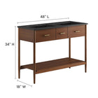 Modway Zaire 48" Double Sink Bathroom Vanity - Walnut/Black-Spacious Middle Drawer