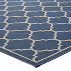Modway Avena Moroccan Quatrefoil Trellis Indoor/Outdoor Area Rug - 5 ft W x 8 ft L - Blue/Beige-High Density / Machine-Woven