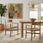 Modway Alvia Oak Wood Dining Armchairs With Woven Seats - Weathered Oak - 2 Pack-X-Stretcher Support Base