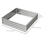 Outsunny Galvanized Steel Planter Raised Garden Bed - 47" L x 47" W x 12" H - Silver-Galvanized steel material is powder coating for outdoor use 