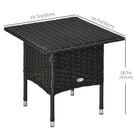 Outsunny 20" Patio Wicker Coffee Table with Plastic Board Underneath the Woven Tabletop - Black-Hand-woven PE rattan wicker adds style and durability