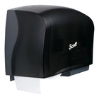 Scott Essential High Capacity Coreless JRT Twin Toilet Paper Dispenser (09608) - Black-Designed to dispense two 9.38" diameter x 3.8" wide coreless tissue rolls (look for compatible rolls from Kleenex and ScottBrands)