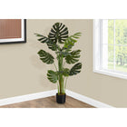 Monarch Specialties 55" Artificial Indoor Monstera Tree - Floor - Black Pot-Each artificial plant is set in a 6" black pot and features 13 rich green leaves that are adjustable for a truly authentic look