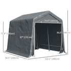 Outsunny Garden Heavy Duty Bike Storage Shed - 9.2' x 7.9' - Dark Grey-Integrated cover design offers a snug fit and stability 