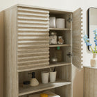 Modway Render Tall Faux Travertine Linen Storage Cabinet - Travertine-Adjustable Shelves