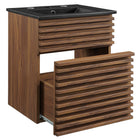 Modway Render 18" Wall-Mount Bathroom Vanity - Walnut/Black-Fixtures Not Included