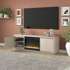 Hudson&Canal Presque TV Stand with 26" Crystal Fireplace for TV's up to 75" - Alder White-Product Dimensions: 15.5" L x 68" W x 22" H