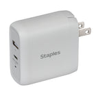 Staples GaN USB-A/USB-C Wall Charger - 37W - White-Fully charge devices faster than a standard 5W USB charger