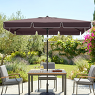 Outsunny Adjustable-Tilt Patio Umbrella - 6.5'x4' - Coffee-Rust free aluminum pole with 4 "U" shape rib frame to support a large polyester canopy