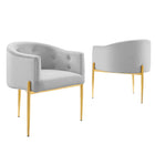 Modway Savour Tufted Performance Velvet Accent Chairs - Light Grey - 2 Pack-Tufted Accent Chairs - Set of 2