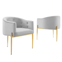 Modway Savour Tufted Performance Velvet Accent Chairs - Light Grey - 2 Pack-Tufted Accent Chairs - Set of 2