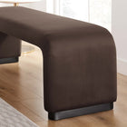 Modway Koda Performance Velvet Waterfall Long Bench - Black/Chocolate Brown-Dense Foam Padding