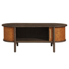 Modway Coralie Curved Vegan Leather Oval Coffee Table - Walnut Tan-8