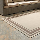 Modway Rim Solid Border Indoor/Outdoor Area Rug - 8 ft W x 10 ft L - Light/Dark Beige-Gripping Rubber Underside 