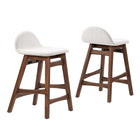Modway Juno Wood Counter Stool - Ivory Fabric - Set of 2-Low Backrest