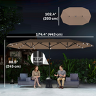 Outsunny Double-Sided Patio Umbrella - 174" - Khaki-Crank handle opens and closes canopy easily