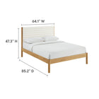 Modway Olea Channel Tufted Boucle Solid Wood Queen Platform Bed - Feather Oak-Weight Capacity: 500 lb