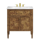Modway Elysian 30" Wood Bathroom Vanity - White/Brown-Assembly Required