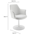 Modway Lippa Swivel Dining Vegan Leather Armchair - White White-Dining Armchair with Pedestal Base