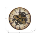 Monarch Specialties Clocks 20" Round Wall Clock - Brown -Easy to read roman numeric display and black metal hands behind a clear glass surface, with a modern quartz movement for accurate timekeeping