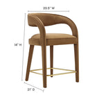Modway Pinnacle Performance Velvet Counter Stool - Brown Gold - Set of 2-Stain-Resistant Performance Velvet Upholstery