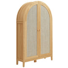 Modway Calista 63" Arched Storage Cabinet With Folding Desk - Oak-Arched Silhouette