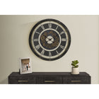 Monarch Specialties Clocks 30" Round Oversized Wall Clock - Brown -This large, oversized non ticking analog clock displays easy to read roman numeric markings and a quartz movement for accurate timekeeping
