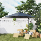 Outsunny 8' UPF50+ Cantilever Patio Umbrella with 360° Rotation, Cross Base, Crank and Tilt - Dark Grey-Rotate the cantilever umbrella easily with the foot pedal for all-day shade  