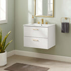 Modway Daybreak 24" Bathroom Vanity - White-BATHROOM STORAGE - Organize bathroom essentials and keep counter space clean with this vanity. With a special design to accommodate for plumbing, the spacious bottom drawers offers ample storage space