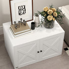 PawHut Hidden Cat Litter Box Enclosure with Doors - White-Material: MDF 