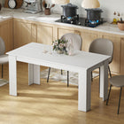 HOMCOM 63" Modern Dining Table with Wood Effect - White-Colour: White