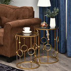 HOMCOM Round Nesting Coffee Table- Gold - Set of 2-Stylish beautiful design is an ideal fit for any modern space