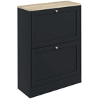 HOMCOM Slim Shoe Cabinet with 2 Flip Drawers & Adjustable Shelves - Black-Two flip drawers store up to 8-12 pairs of shoes with max size CA 10
