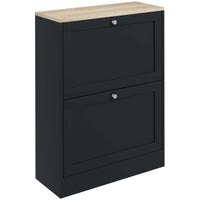 HOMCOM Slim Shoe Cabinet with 2 Flip Drawers & Adjustable Shelves - Black-Two flip drawers store up to 8-12 pairs of shoes with max size CA 10