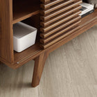 Modway Render 46" Corner TV Stand - Walnut-Durable Particleboard Construction