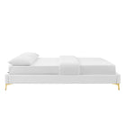 Modway Sutton Performance Velvet Twin Bed Frame - White-Stain-Resistant Performance Velvet