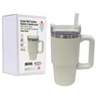 Link Products Double Wall Tumbler with Plastic Straw - Cream-Double Wall
