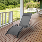 Outsunny Patio Reclining Lounge Chair with Adjustable Backrest - Grey-Removable headrest for hours of relaxing pleasure